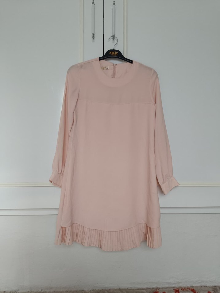 Bej Pilili Mini Kadın Tunik - Görsel 4