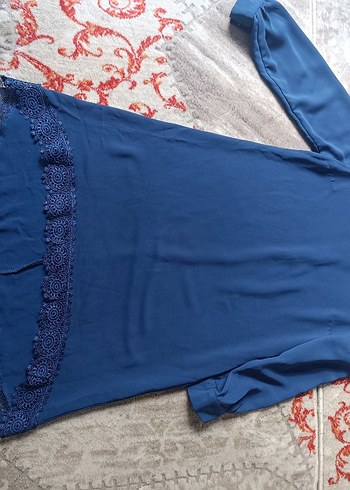 Dantel Detaylı Lacivert Midi Kadın Tunik - Görsel 3