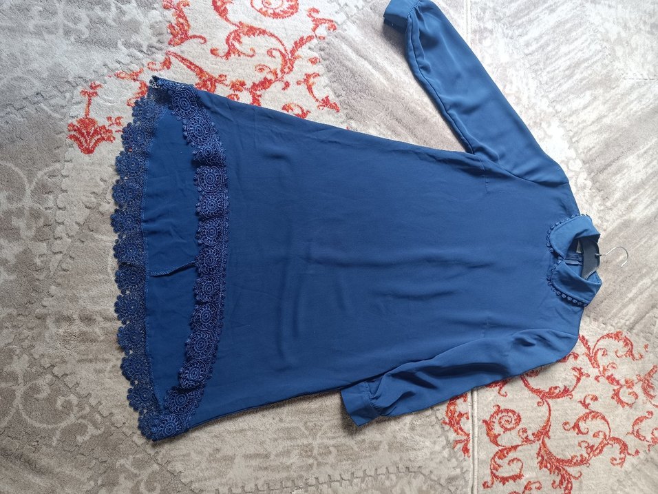 Dantel Detaylı Lacivert Midi Kadın Tunik - Görsel 3