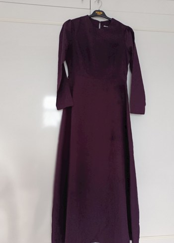 Uzun Kollu Mor Kadın Elbise - Görsel 8
