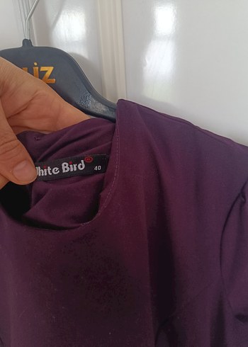 Uzun Kollu Mor Kadın Elbise - Görsel 4