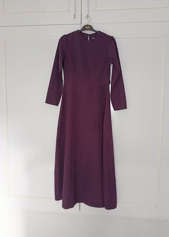 Uzun Kollu Mor Kadın Elbise - Görsel 7