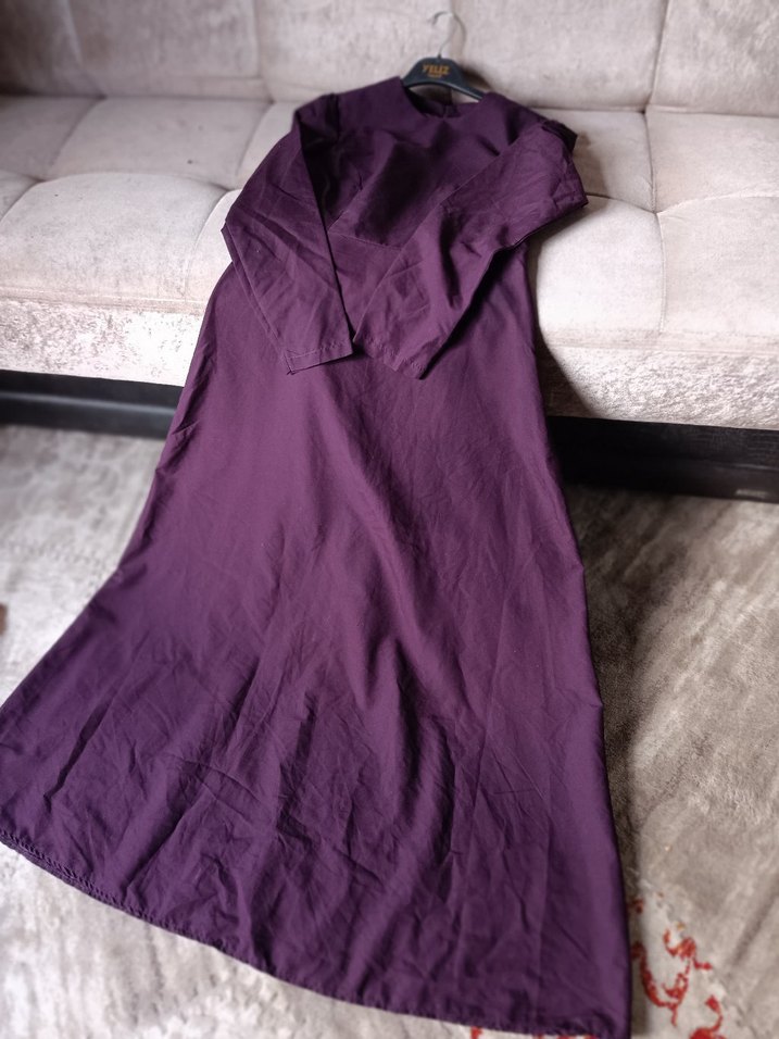 Uzun Kollu Mor Kadın Elbise - Görsel 2