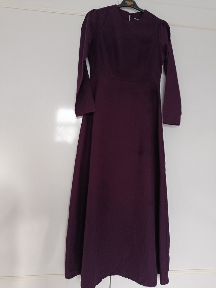 Uzun Kollu Mor Kadın Elbise - Görsel 5