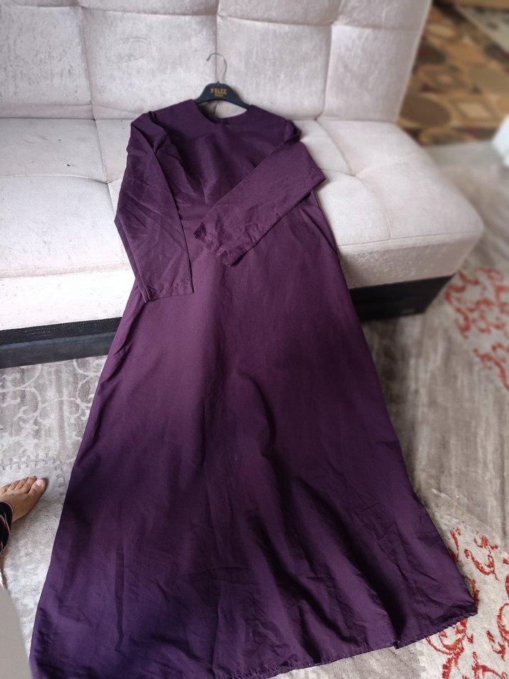 Uzun Kollu Mor Kadın Elbise - Görsel 3
