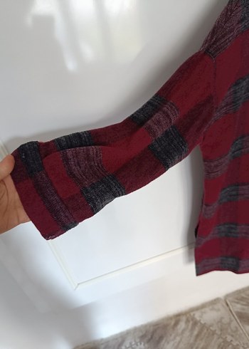 Bordo Düğmeli Uzun Kollu Yün Gömlek - Görsel 3