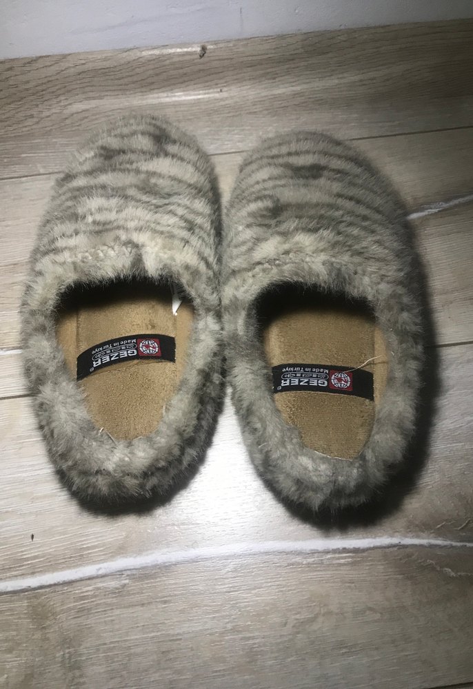 Gri Kürklü Kız Çocuk Ev Terliği - Görsel 4