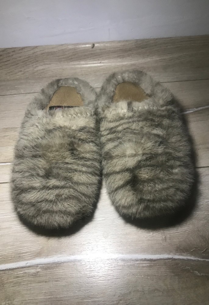 Gri Kürklü Kız Çocuk Ev Terliği - Görsel 2