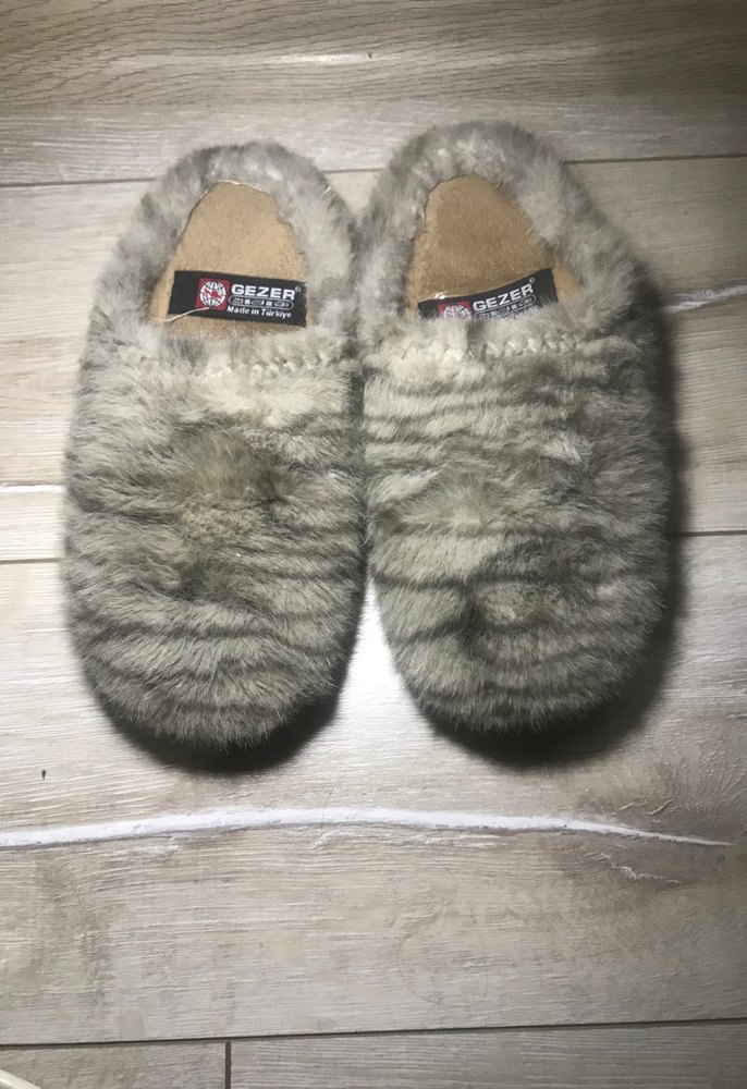 Gri Kürklü Kız Çocuk Ev Terliği - Görsel 3