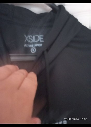 Siyah Kapüşonlu Spor Sweatshirt Tshirt Sıfır Kollu - Görsel 2