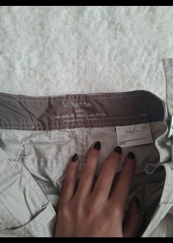 Kadın Bej Keten Kemerli Rahat Pantolon - Görsel 6