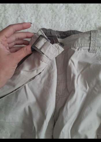 Kadın Bej Keten Kemerli Rahat Pantolon - Görsel 4