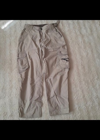 Kadın Bej Keten Kemerli Rahat Pantolon - Görsel 2