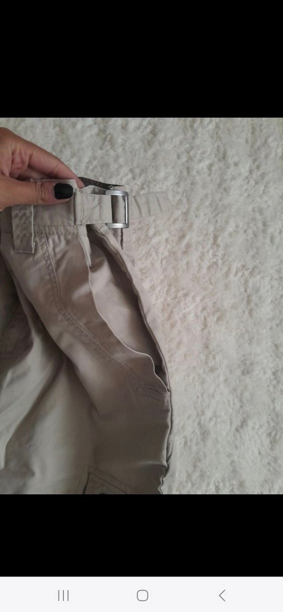 Kadın Bej Keten Kemerli Rahat Pantolon - Görsel 3