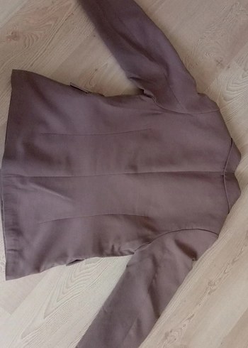 42 Beden Düğmeli Bej Kadın Keten Blazer Ceket