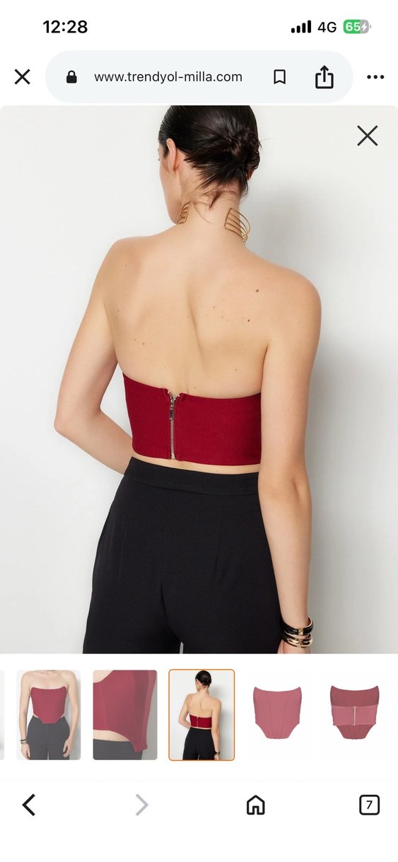 Bordo Straplez Pileli Kadın Büstiyer - Görsel 4