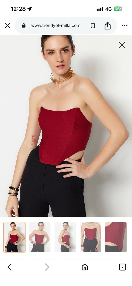 Bordo Straplez Pileli Kadın Büstiyer - Görsel 2