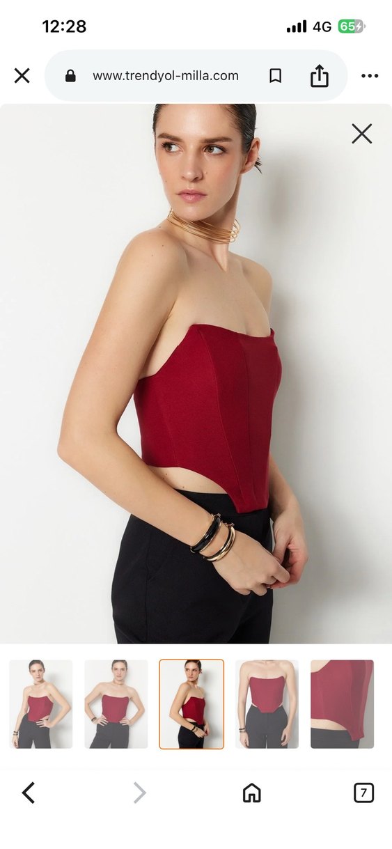 Bordo Straplez Pileli Kadın Büstiyer - Görsel 3