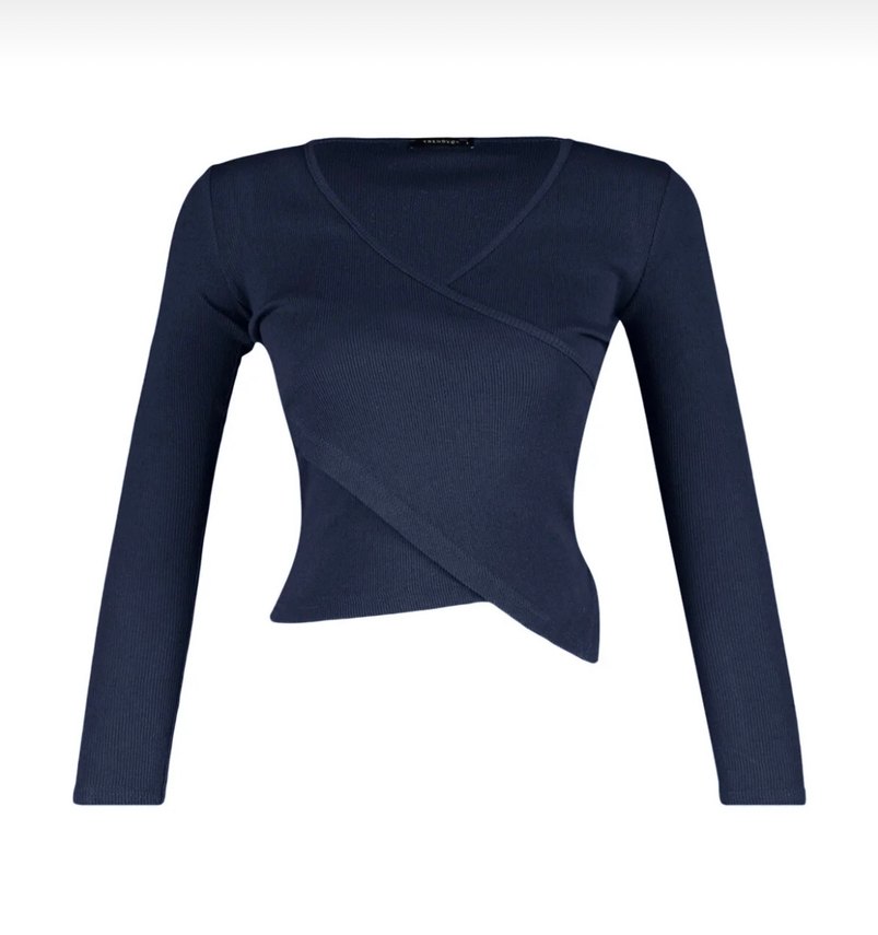 V Yaka Lacivert Kadın Bluz - Görsel 2