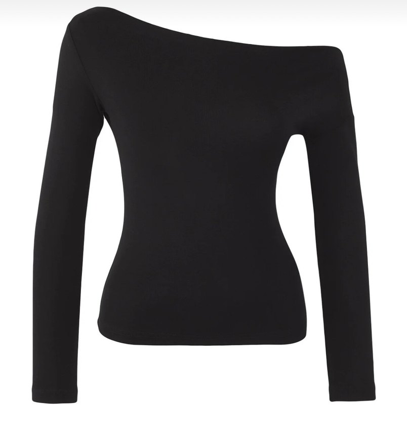 Kadın Siyah Kayık Yaka Bluz - Görsel 2