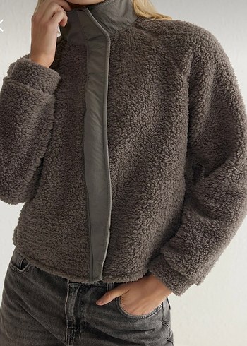 Gri Peluş Kadın Ceket - Görsel 3