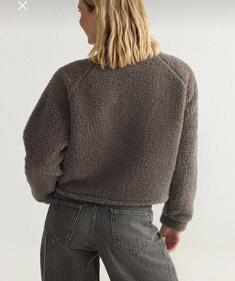 Gri Peluş Kadın Ceket - Görsel 2