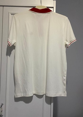 2xl Beden Kırmızı Yaka Detaylı Beyaz Erkek Polo Tişört