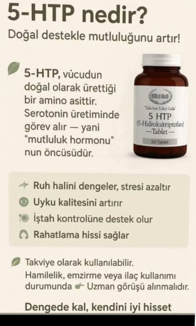 5-HTP Tablet - Anksiyete ve Depresyon Destekleyici - Görsel 2