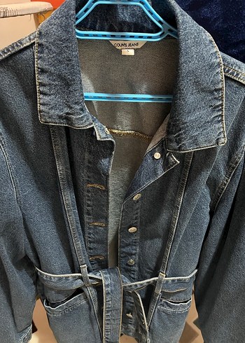 Düğmeli Mavi Denim Ceket - Görsel 4