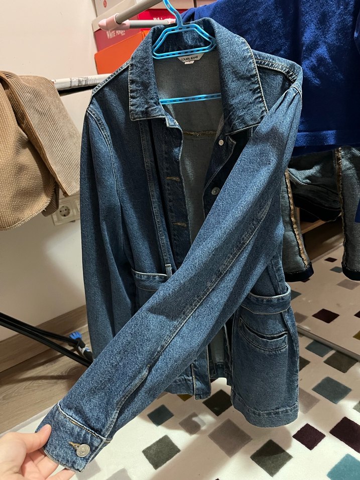Düğmeli Mavi Denim Ceket - Görsel 5