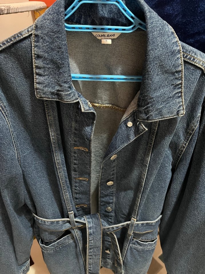 Düğmeli Mavi Denim Ceket - Görsel 4