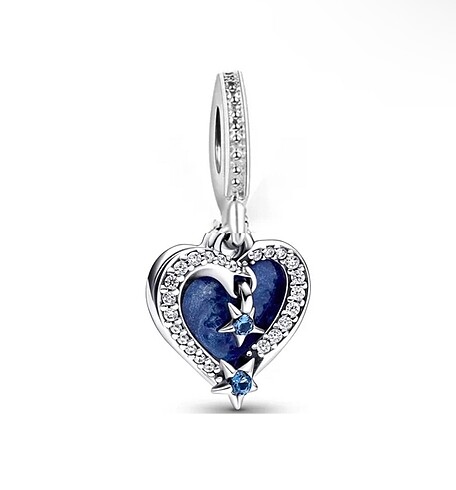 mavi yıldızlı kalp charm