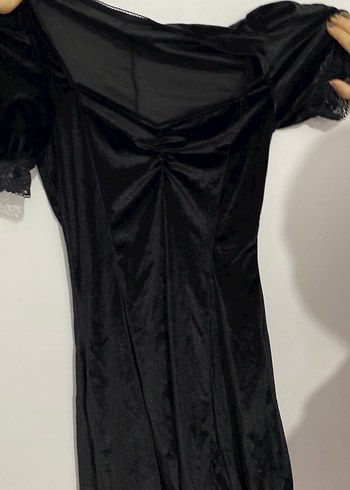 Sheinside Siyah Strappy Kollu Midi Gotik Elbise