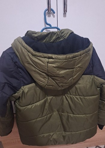 Erkek Çocuk Haki Lacivert Kapüşonlu Mont - Görsel 4