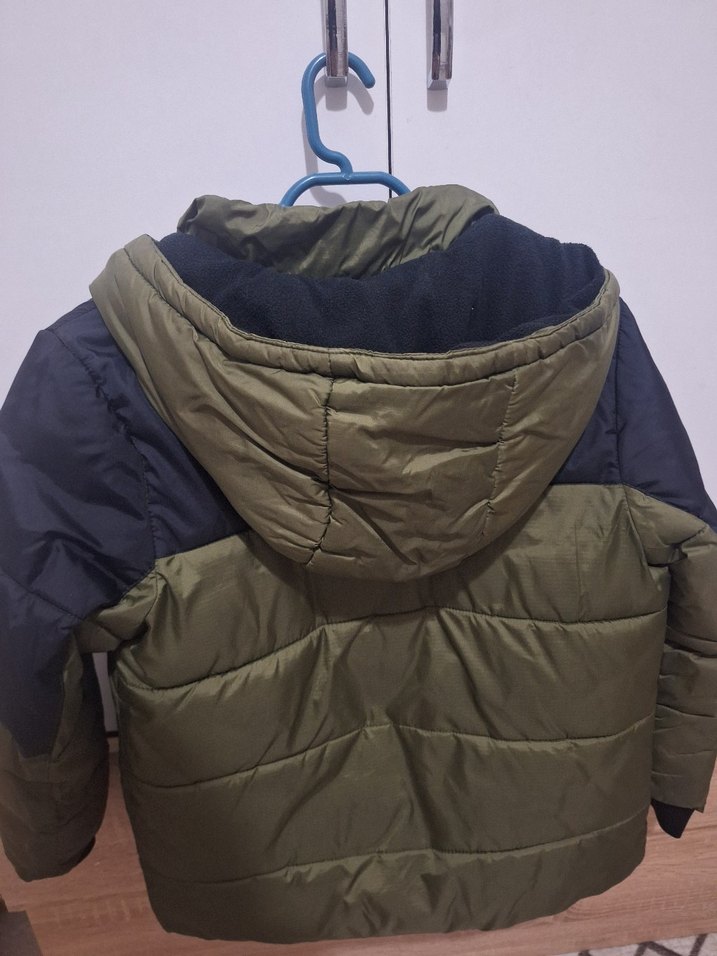 Erkek Çocuk Haki Lacivert Kapüşonlu Mont - Görsel 4