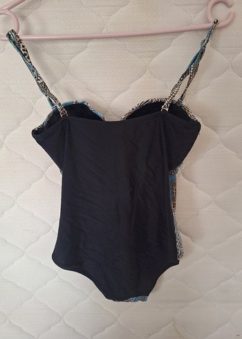 Mavi Yılan Desenli Bohem Mini Mayo - Görsel 2