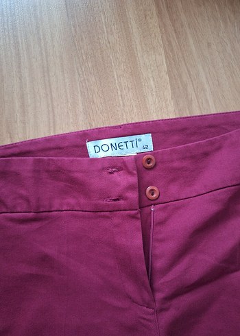 Bordo Düğmeli Kadın Kumaş Pantolon - Görsel 2