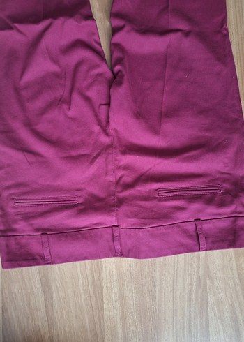 Bordo Düğmeli Kadın Kumaş Pantolon - Görsel 3