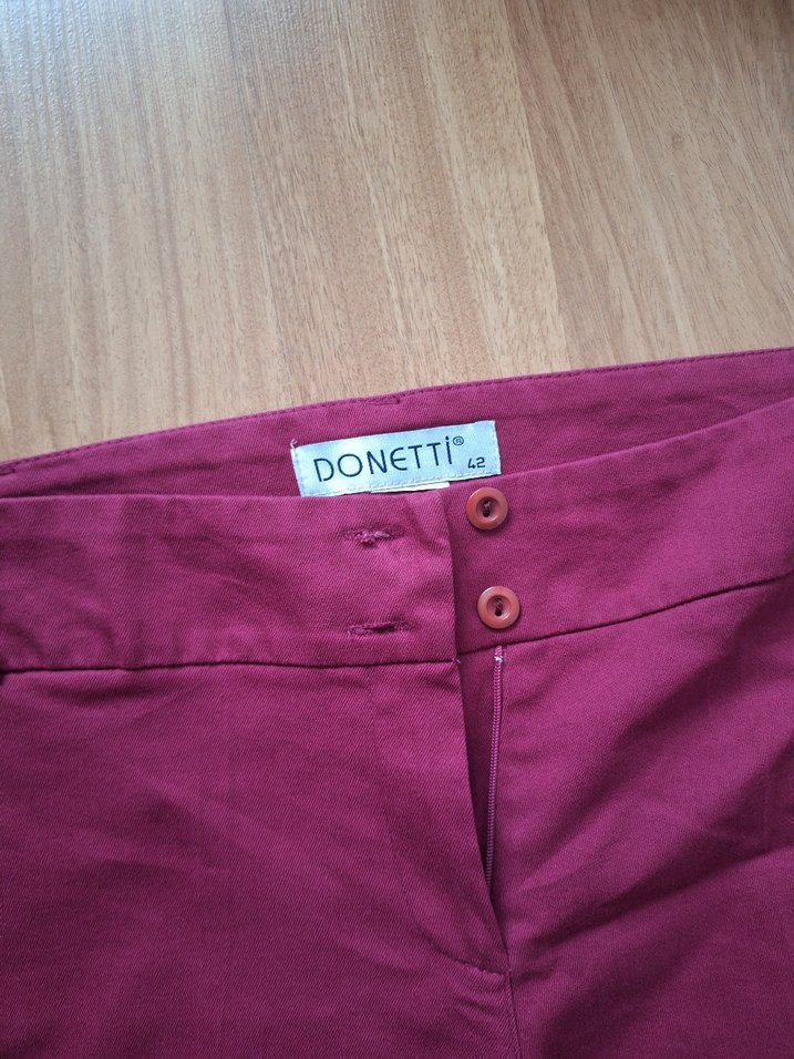 Bordo Düğmeli Kadın Kumaş Pantolon - Görsel 2