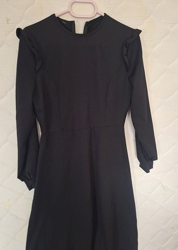Uzun Kollu Siyah Fitted Uzun Elbise - Görsel 2
