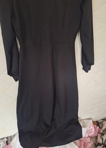 Uzun Kollu Siyah Fitted Uzun Elbise - Görsel 3