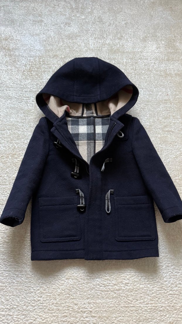 Burberry Lacivert Kapüşonlu Erkek Çocuk Kaban - Görsel 2