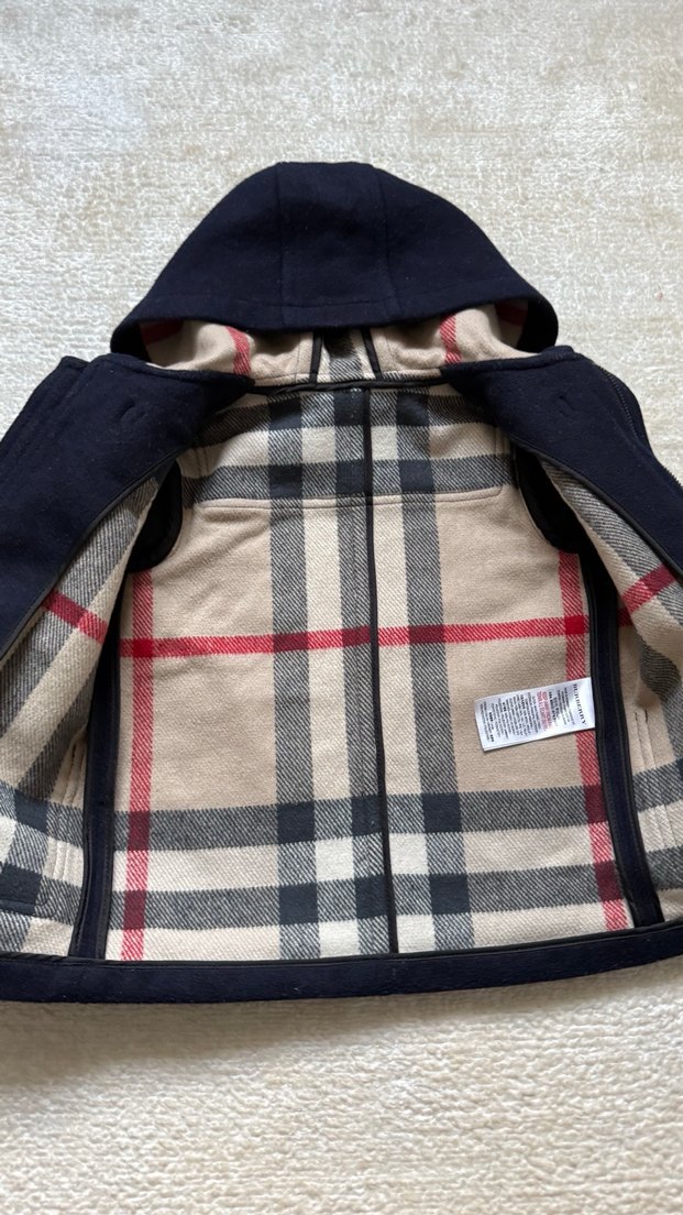 Burberry Lacivert Kapüşonlu Erkek Çocuk Kaban - Görsel 3