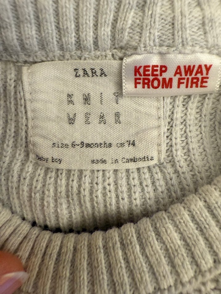 Zara beyaz lacivert Çizgili Erkek Çocuk Örgü Kazak - Görsel 2