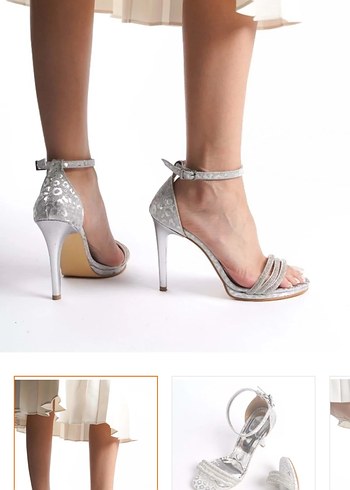 36,5 Beden gri Renk Gri Yılan Desenli Zincir Detaylı Stiletto