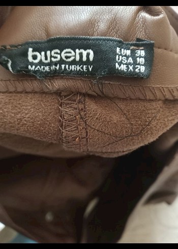 Kahverengi Deri Midi etek - Görsel 2