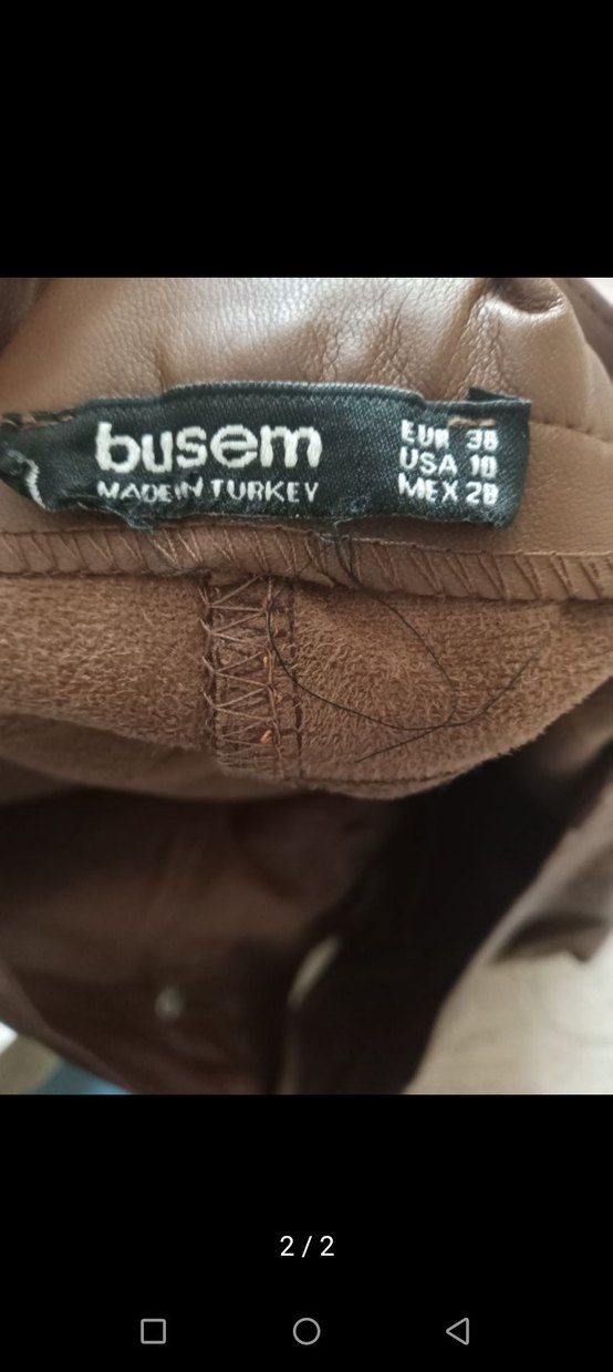 Kahverengi Deri Midi etek - Görsel 2