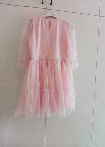 Pembe Kız Çocuk Uzun Kollu Fırfırlı Elbise - Görsel 7