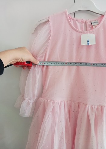 Pembe Kız Çocuk Uzun Kollu Fırfırlı Elbise - Görsel 5