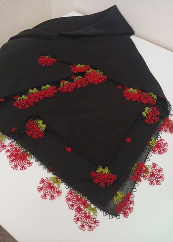 Kırmızı Dantel Detaylı Bohem Kadın Fuları - Görsel 6